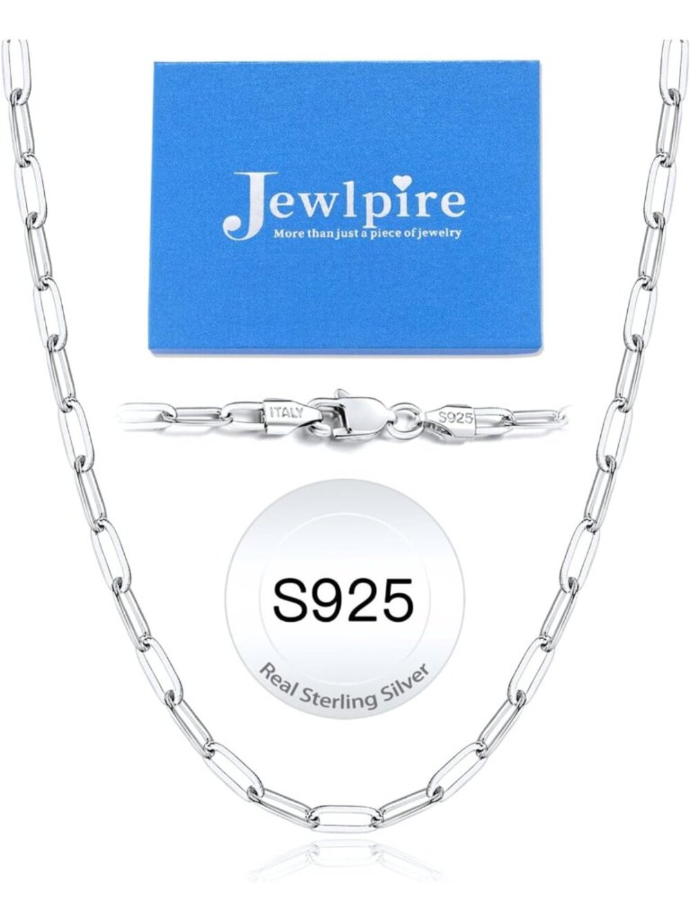 14K Gold Plated Sterling Silver Paperclip Chain Necklace for Women, 16-26 Inch